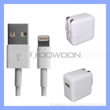 for iPad Air/4/Mini iPhone 5 5s Wall Charger Set Power Adapter with 8pin USB Data Sync Charger Cable
